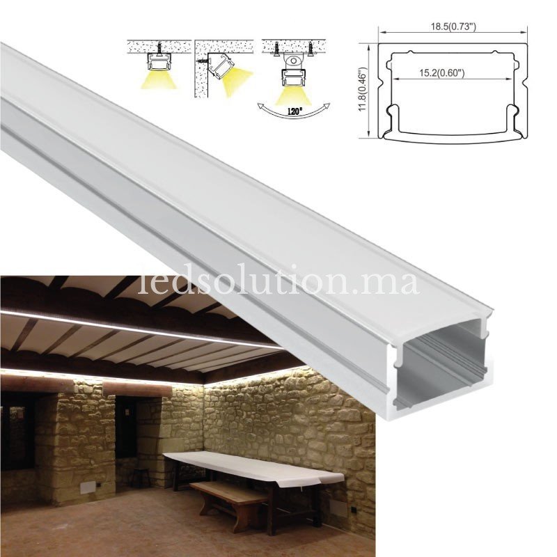 profile-en-aluminium-de-superficie-pour-ruban-led-18x12mm maroc Profilé en aluminium en saillie pour ruban LED 18x12 mm - Maroc – Image 1